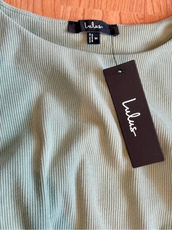 Lulus Women’s Over and Over Sage Green Ribbed Sleeveless Dress Size M (NWT) - Picture 5 of 11